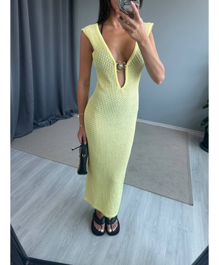 213963 SARI ELBİSE TRİKO