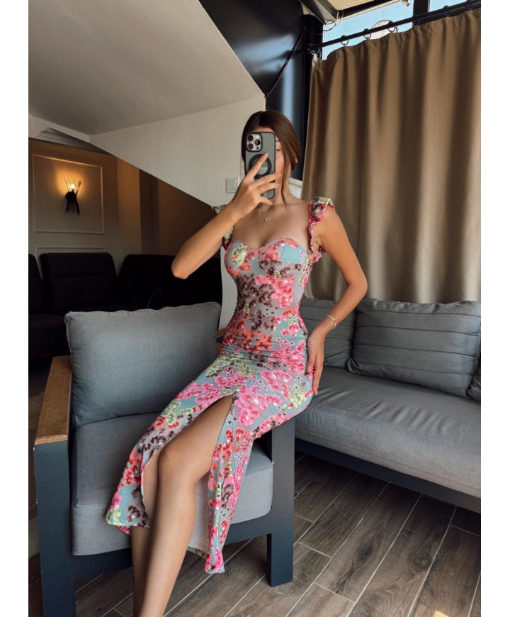 213980 DESENLİ ELBİSE LYCRA
