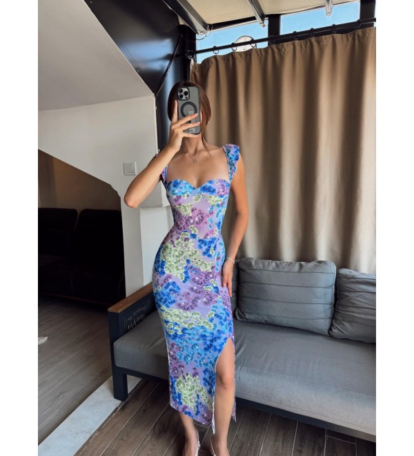 213981 DESENLİ ELBİSE LYCRA