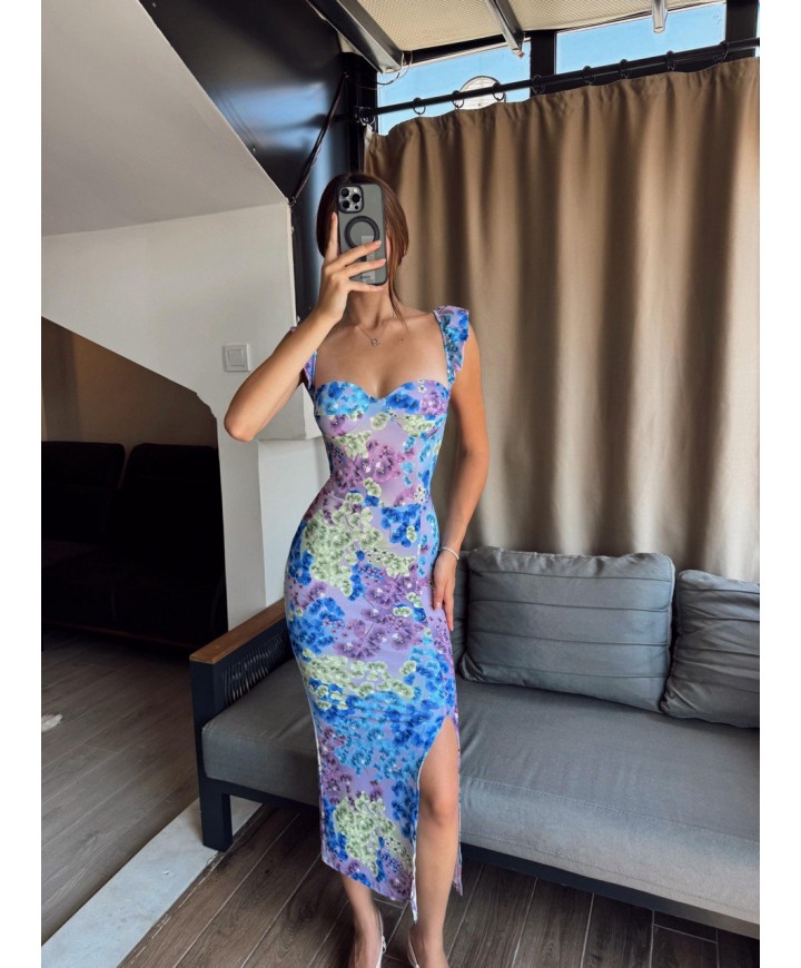 213981 DESENLİ ELBİSE LYCRA