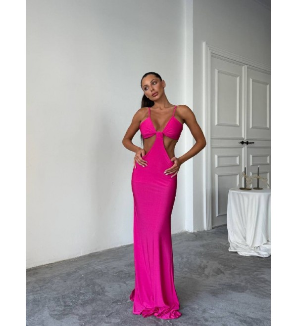 213986 PEMBE ELBİSE MİCRO KUMAŞ