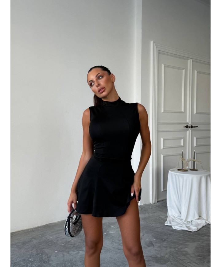 213990 SİYAH ELBİSE CREP