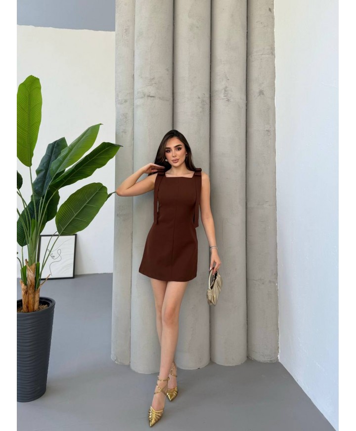 214088 KAHVE ELBİSE İTHAL KUMAŞ