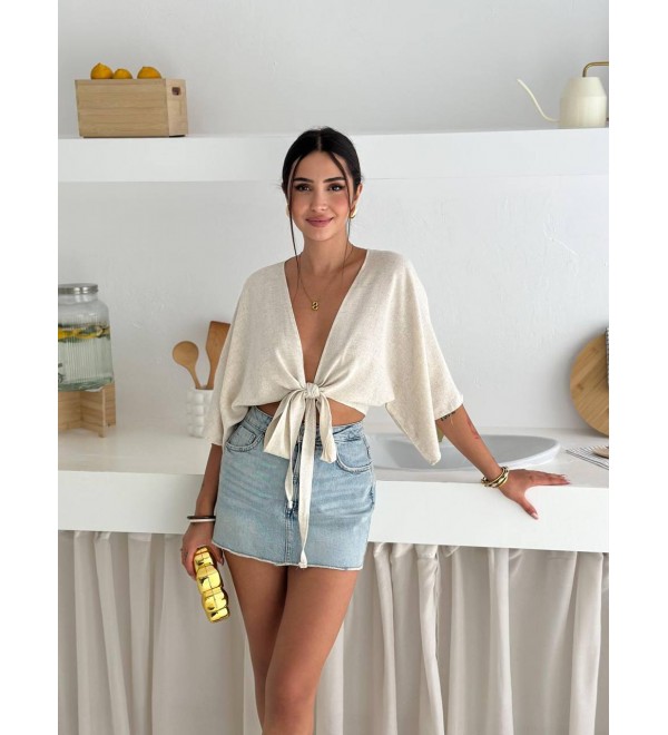 214112 CREAM BLOUSE LINEN