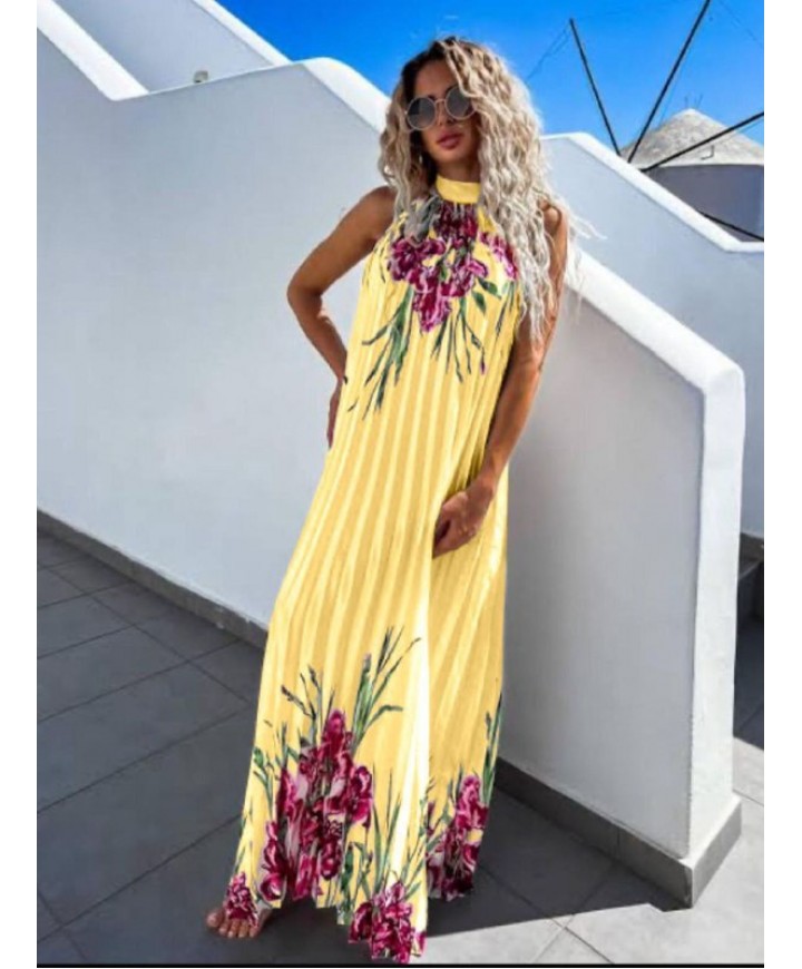 214186 SARI ELBİSE SATEN