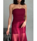214200 BORDO ELBİSE TÜL