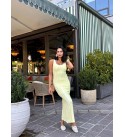 214201 SARI ELBİSE JAKARLI KUMAŞ