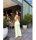 214201 SARI ELBİSE JAKARLI KUMAŞ