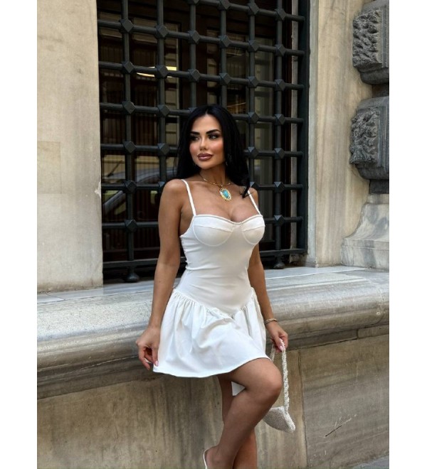 214245 BEYAZ ELBİSE KRİSTAL ÖRME