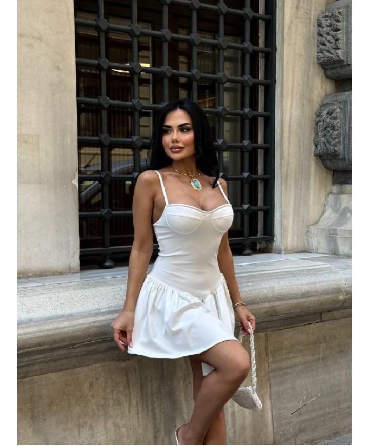 214245 BEYAZ ELBİSE KRİSTAL ÖRME