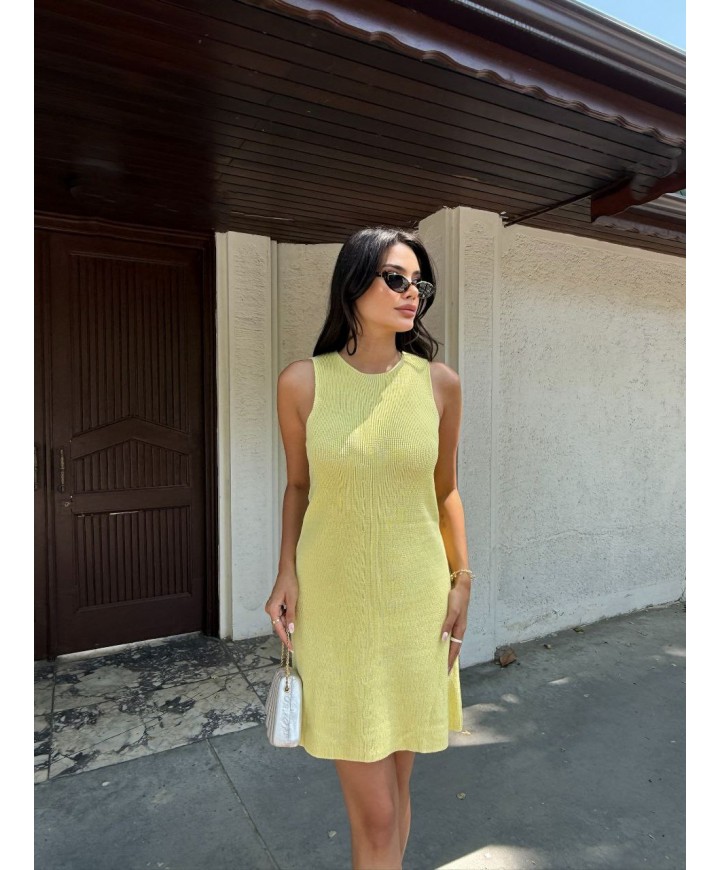 214324 SARI ELBİSE TRİKO