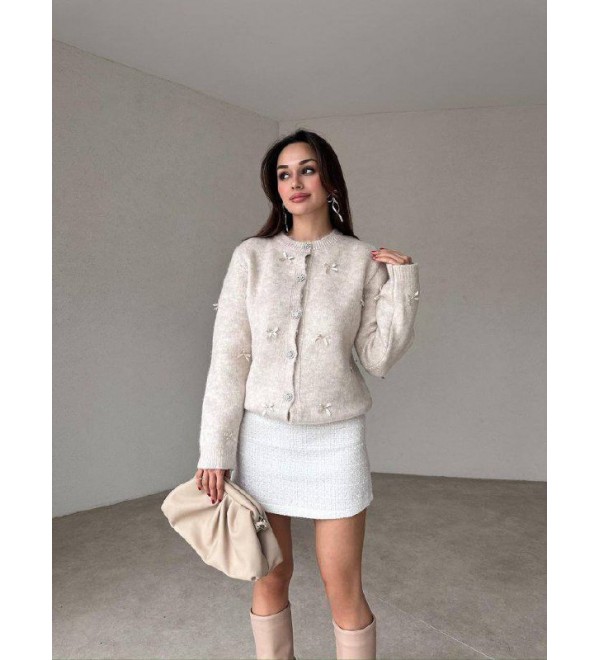 214345 CREAM CARDIGAN KNITWEAR