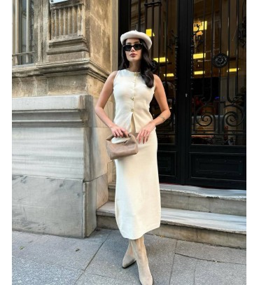 214353 KREM ELBİSE T...