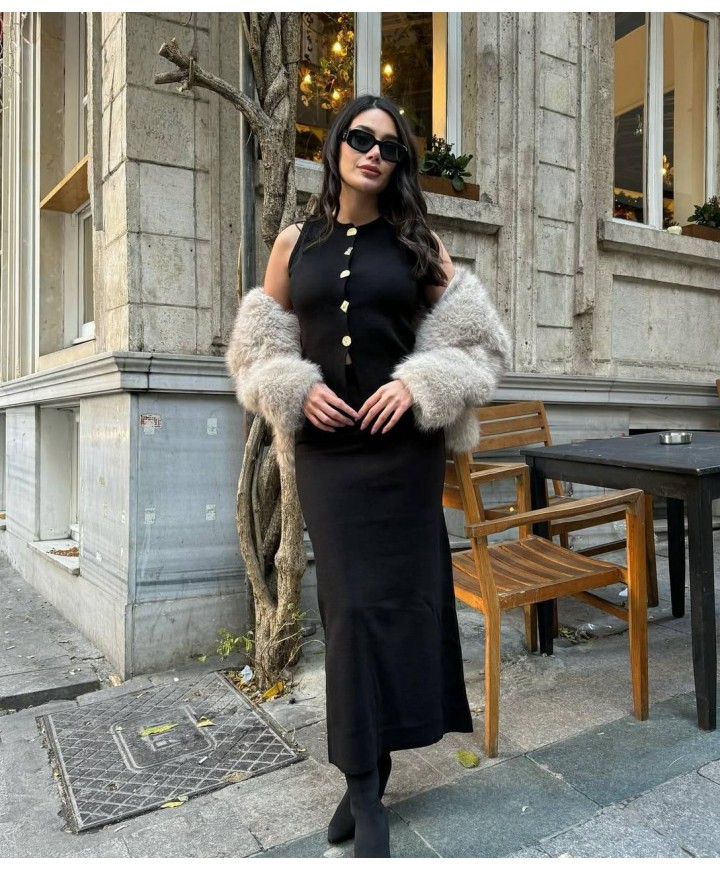 214355 SİYAH ELBİSE TRİKO