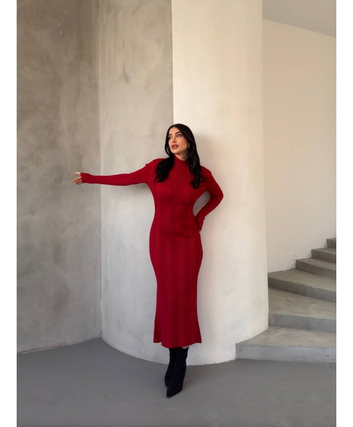 214390 KIRMIZI ELBİSE TRİKO