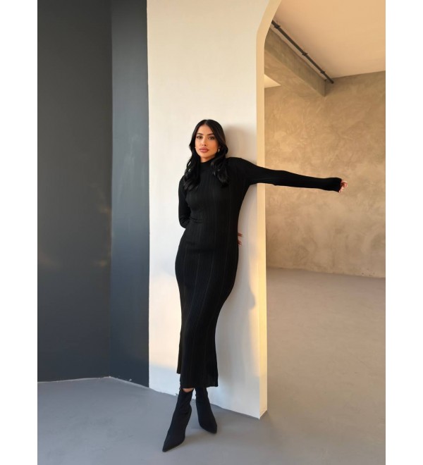 214391 SİYAH ELBİSE TRİKO