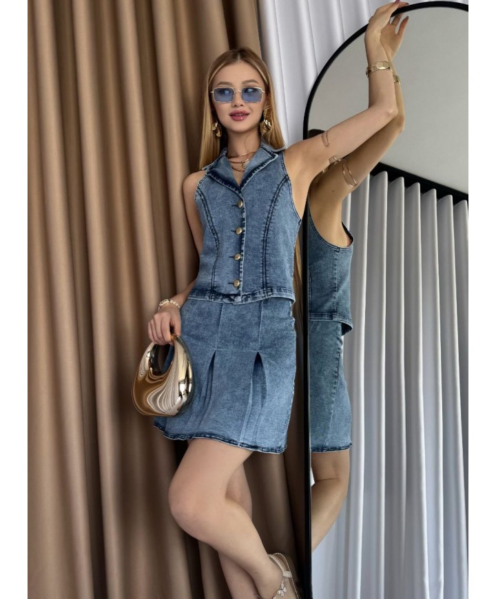 214409 MAVİ ELBİSE KOT KUMAŞ