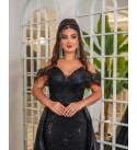 214545 SİYAH ABİYE SATEN