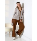214552 KAHVE BEYAZ TAKIM TRİKO