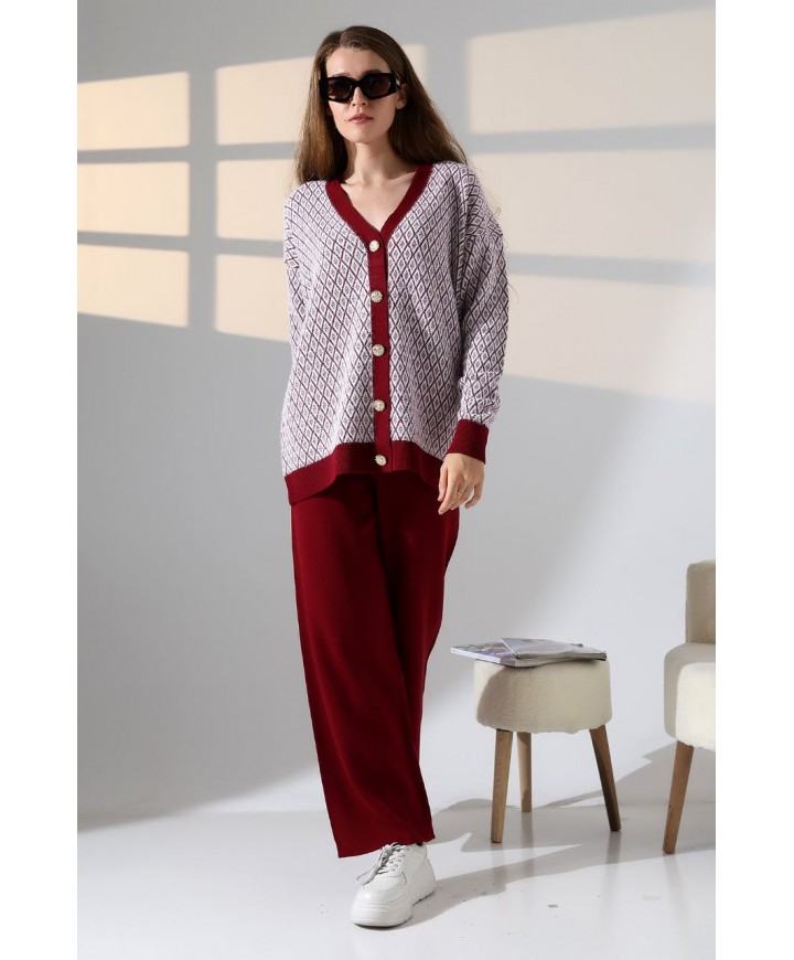 214554 BORDO BEYAZ TAKIM TRİKO