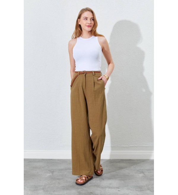 214770 KHAKI TROUSERS LINEN