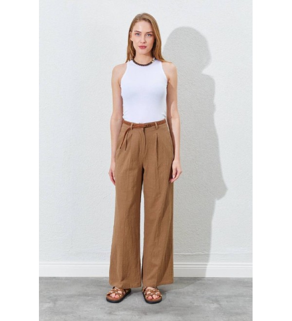 214772 COFFEE TROUSERS LINEN