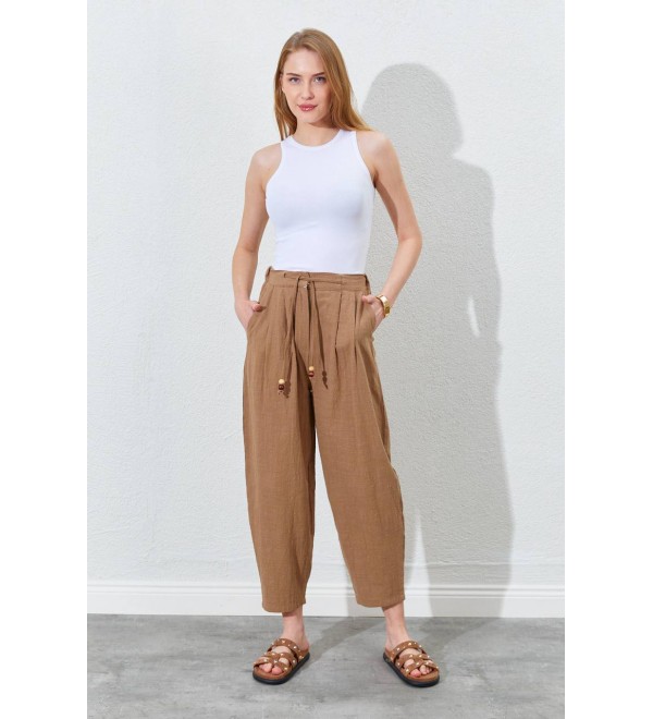 214773 COFFEE TROUSERS LINEN