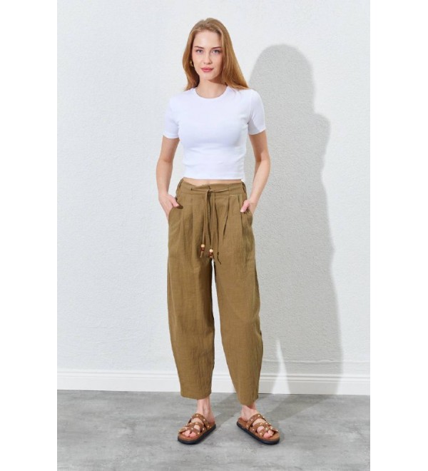 214775 KHAKI TROUSERS LINEN