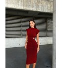 214871 BORDO ELBİSE FLOWERS KUMAŞ