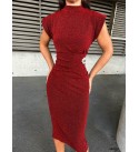 214871 BORDO ELBİSE FLOWERS KUMAŞ
