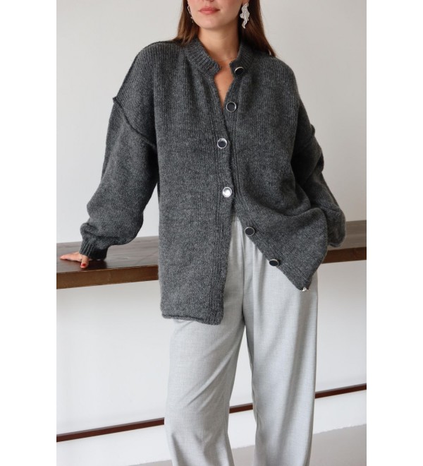 215021 GRAY CARDIGAN KNITWEAR