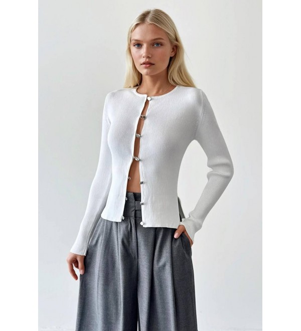 215319 WHITE CARDIGAN KNITWEAR