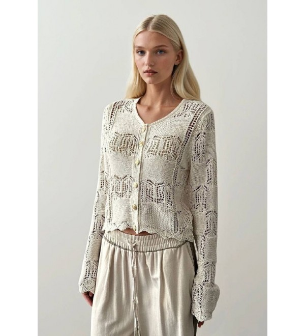 215327 WHITE CARDIGAN KNITWEAR