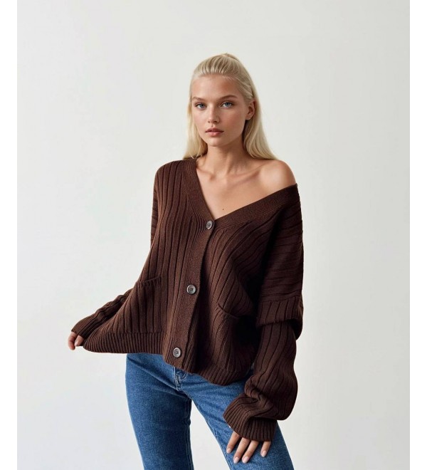 215342 COFFEE CARDIGAN KNITWEAR