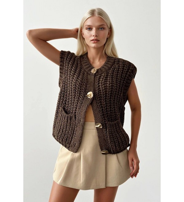 215348 COFFEE CARDIGAN KNITWEAR