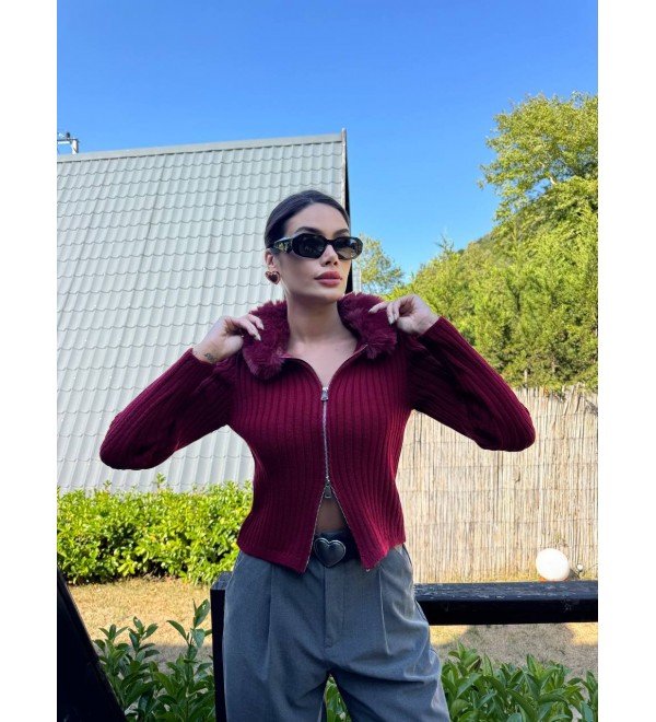 215429 Burgundy CARDIGAN KNITWEAR