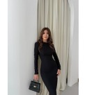 215471 SİYAH ELBİSE DABIL KUMAŞ