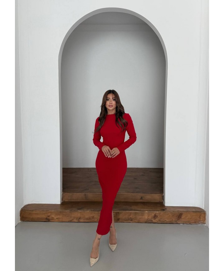 215472 KIRMIZI ELBİSE DABIL KUMAŞ