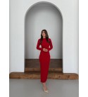 215472 KIRMIZI ELBİSE DABIL KUMAŞ