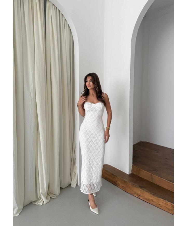 215474 BEYAZ ELBİSE FRANSIZ DANTEL