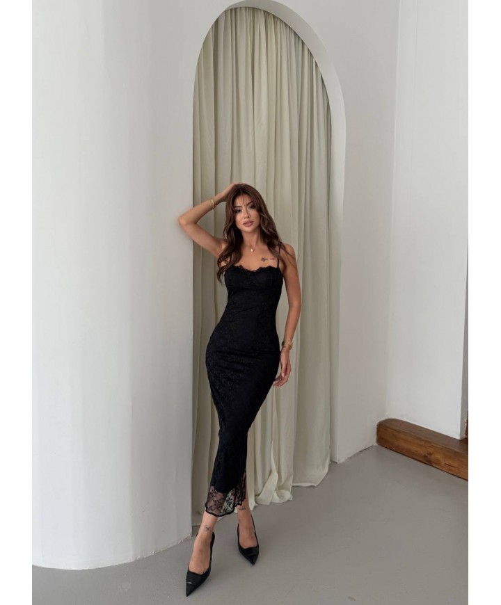 215475 SİYAH ELBİSE FRANSIZ DANTEL