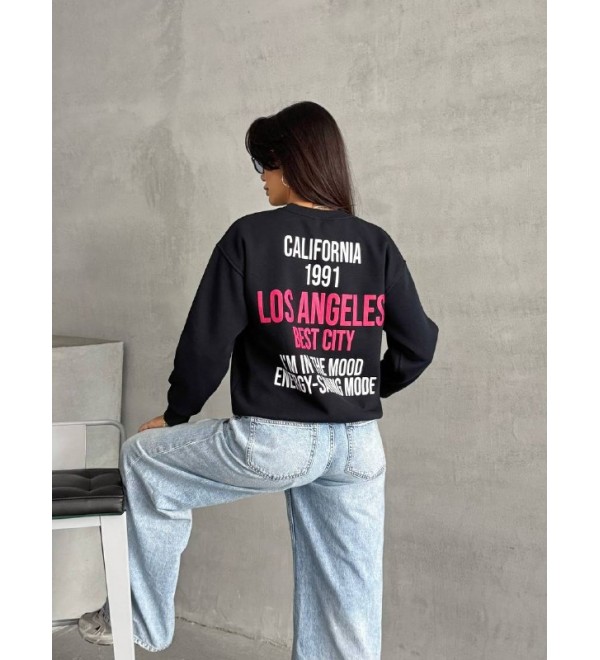 215518 SİYAH SWEAT BASKILI