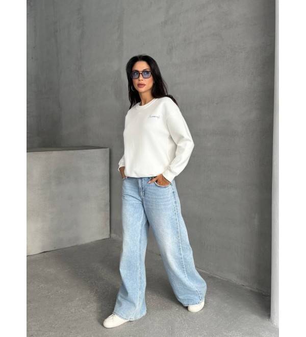 215519 BEYAZ SWEAT BASKILI