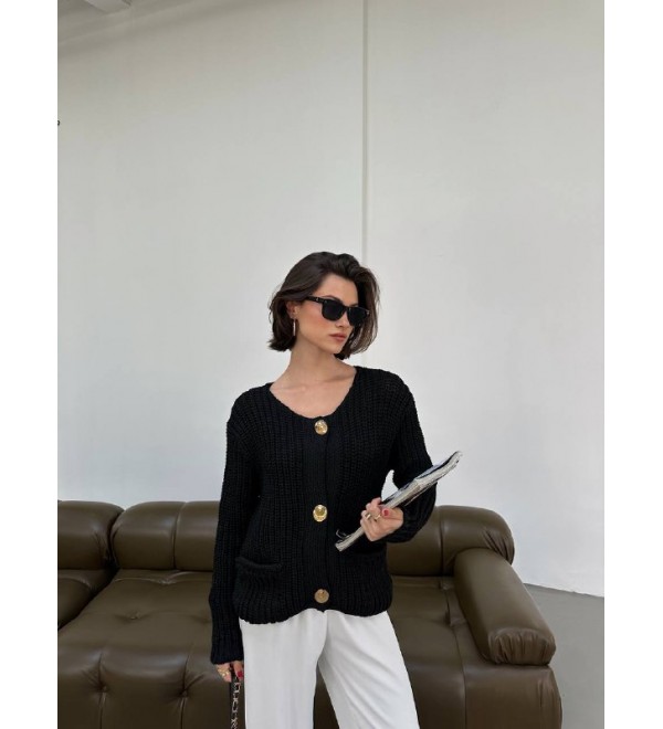 215612 BLACK CARDIGAN KNITWEAR