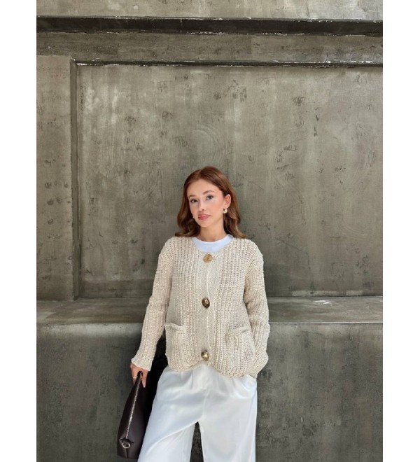 215615 CREAM CARDIGAN KNITWEAR