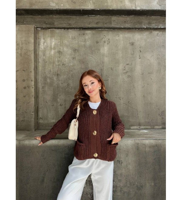 215616 COFFEE CARDIGAN KNITWEAR