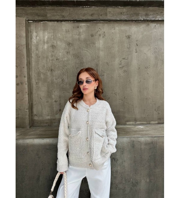 215618 GRAY CARDIGAN KNITWEAR