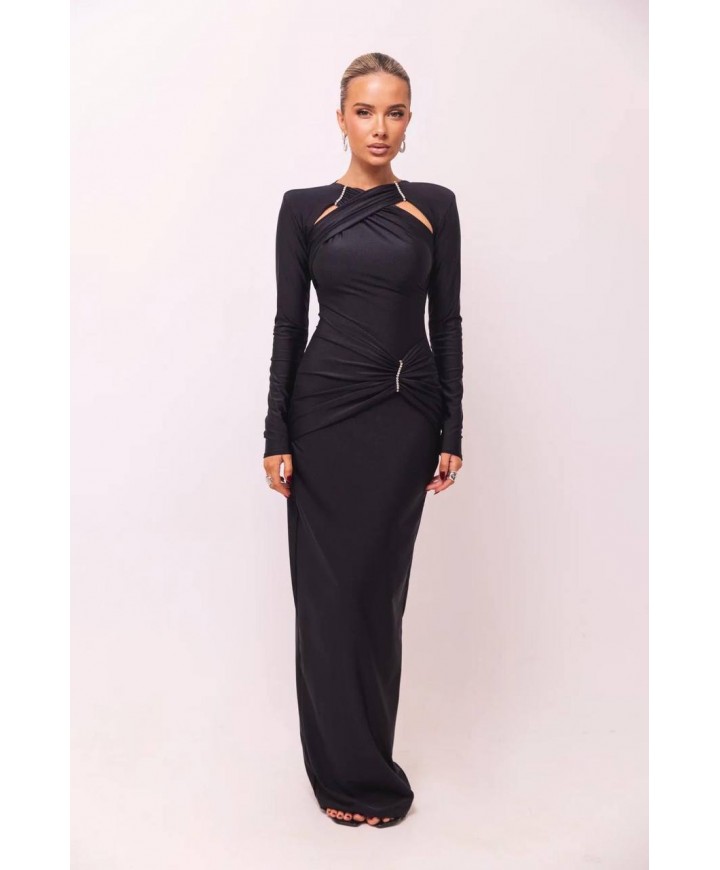 215626 SİYAH ABİYE KRİSTAL ÖRME