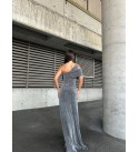 215677 GRİ ABİYE FLOWERS KUMAŞ