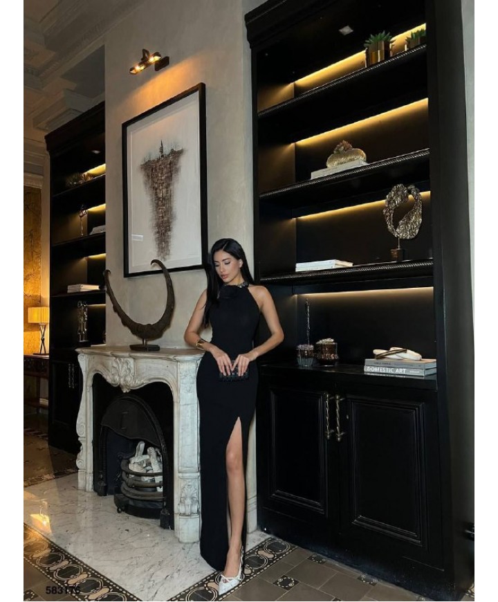215687 SİYAH ABİYE FLOWERS KUMAŞ